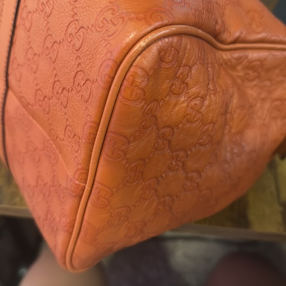 Gucci GG Supreme Monogram Orange Leather Boston Bag - Picture 12 of 13